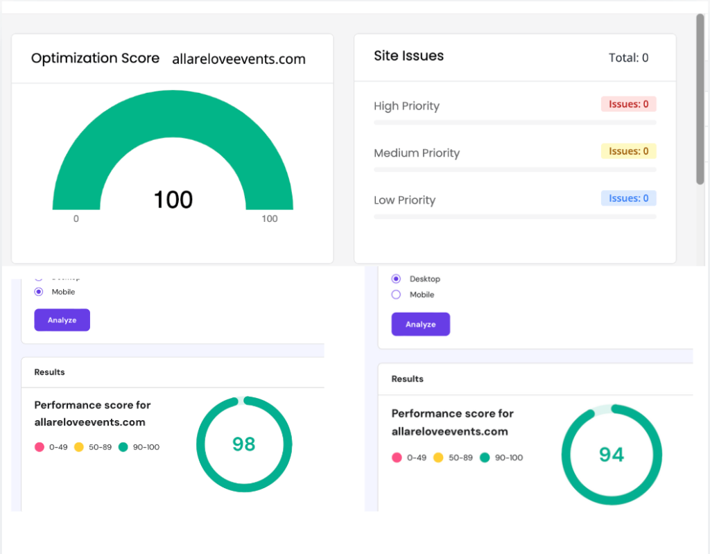High-converting website optimisation scores - Signature Website by Morgane rose Consulting done-for-you website optimisation scores with DFO SEO