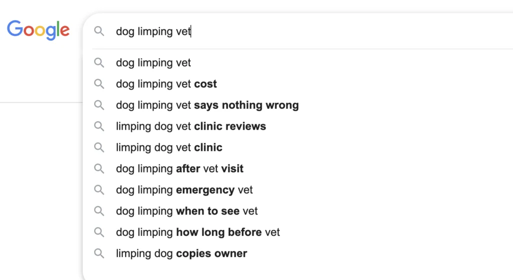 Keyword examples for a veterinarian