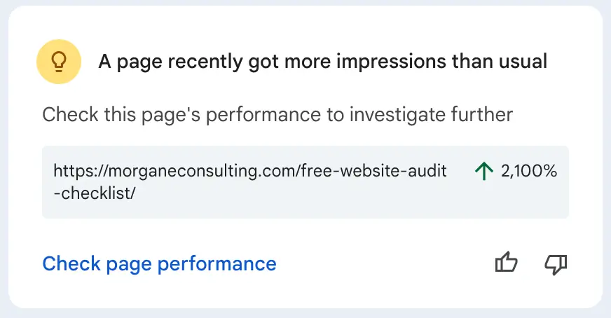 SEO results of my free audit checklist page