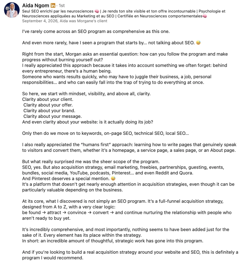 Testimonial Aida Sold Out SEO Testimonial Aida Sold Out SEO